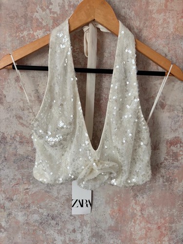 Zara sequinned halter top with - sequinned,