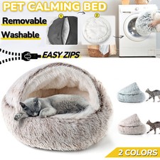 CATISM Pet Cat Bed Cave Small Dog Bed Soft Plush Calming Pet Washable Foldable