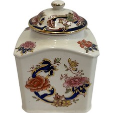 Mason's Mandalay Ironstone Floral Ceramic Jar with Lid 4.75 Inches