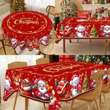 Christmas Tablecloth Santa Claus Table Cover Party Decor Xmas 25New Year Gift UK