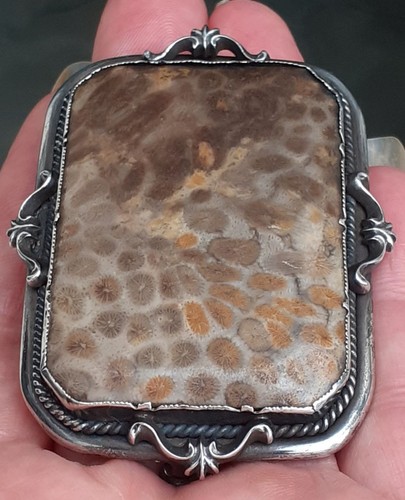 Victorian fossil brooch - victorian,