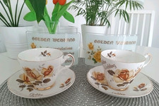 Vintage Argyle Golden Wedding Anniversary Bone China Tea Cup & Saucer Pair Gift