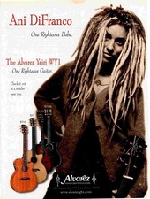 PPOT6  PICTURE/ADVERT 11X8 ANI DIFRANCO - ALVAREZ YAIRI WY1 GUITAR