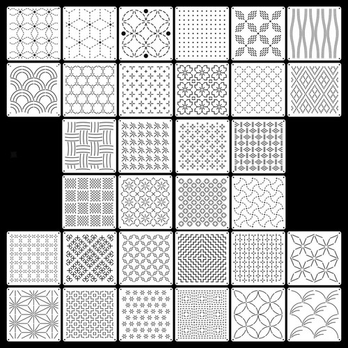 32Pcs-Sashiko-Stencil-for-Hand