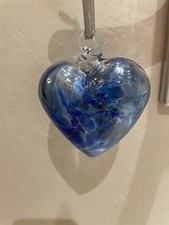 Nobile beautiful blue hanging glass heart for the month of September  
