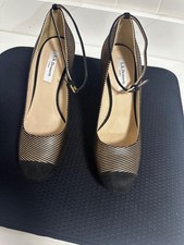 LK Bennett black suede and gold evening shoes size 5