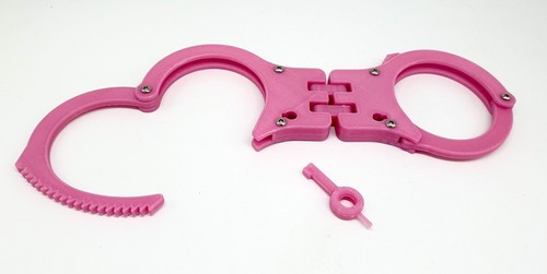Pink hinged training handcuffs - pink,