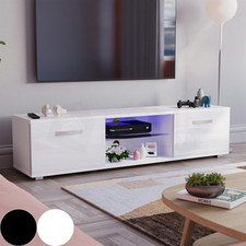 LED TV Stand Cabinet Entertainment Unit Gloss Matte 2 Door Modern RGB Lights