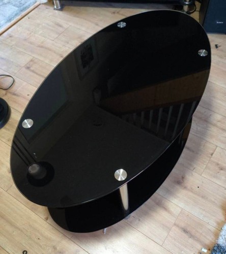 Black oval glass metal - oval,