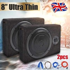 2x Car Active Subwoofer 8'' 800W Underseat Amplifier Speaker Audio Sub-Woofer UK