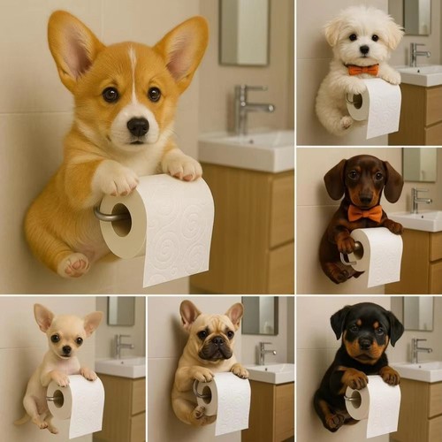 Dog toilet paper holder wall - paper,