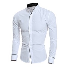 Mens Smart Dress Shirt Long Sleeve Slim Fit Formal Business Work Wedding Shirts@