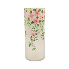 Cracked Glass Flower Vase Pink