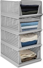 Set of 4 for Auction Stackable Foldable Wardrobe Storage Box Organizer 