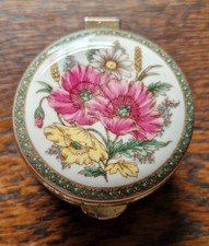 Vintage Falcon China Floral Hinged Trinket / Pill Box – Staffordshire England