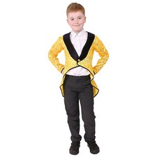 CHILDS GOLD SEQUIN TAILCOAT CARABET FANCY DRESS COSTUME KIDS UNISEX BOYS GIRLS