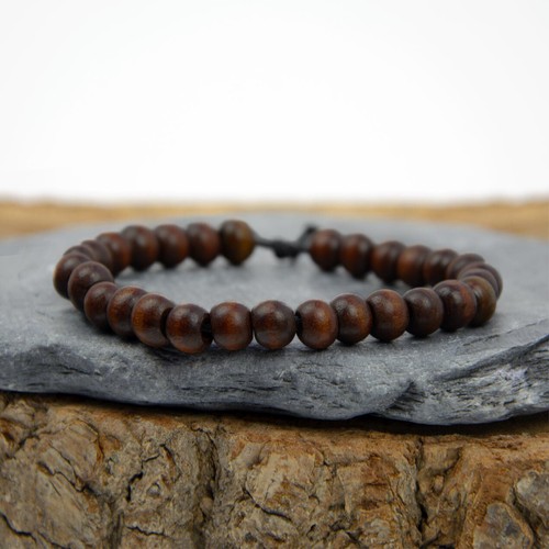 Wooden beaded bracelet - wooden, on