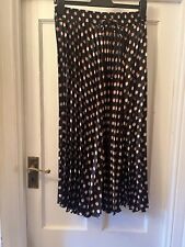 New Zara Black, Red & Cream Polka Dot Silky Pleated Midi Skirt, Large