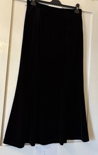 Amaranto Black Stretch Velvet Pull On Straight Maxi Skirt UK10 L36"