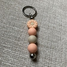Silicone Beaded daisy Keyring/bag Charm