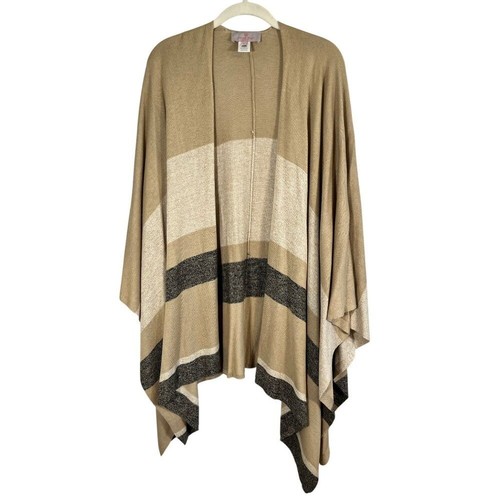Cashmere striped knit poncho - cashmere,