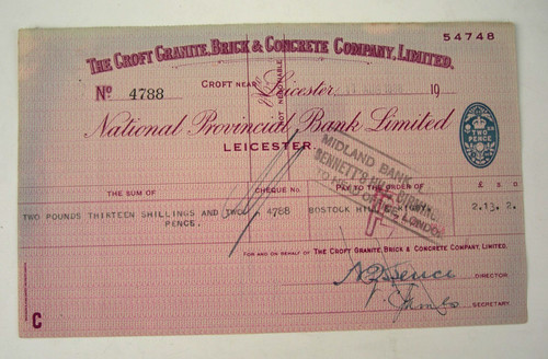 Original cheque 4788 national - original, #4788