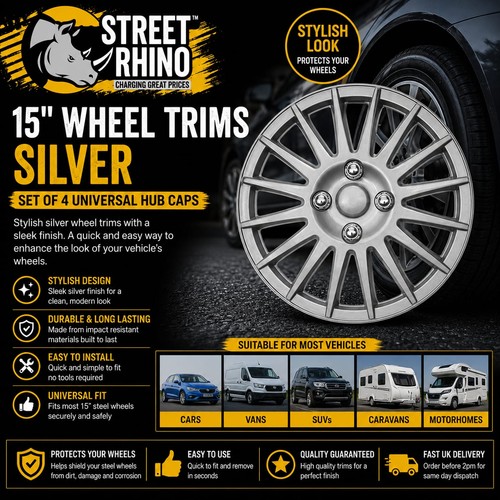 Silver wheel trims covers - 15",