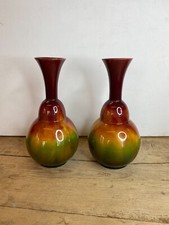 Pair Of Antique Aesthetic Movement Tall Vases, Drip Glazed, Christopher Dresser?
