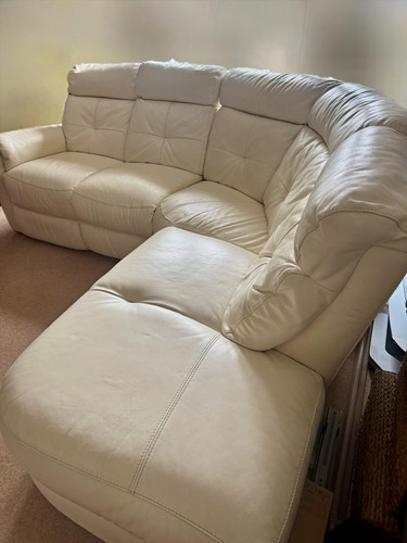 Dfs cream leather corner sofa - cream,