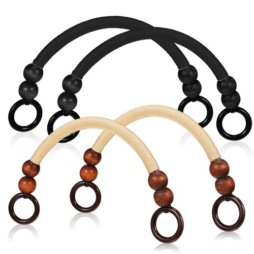 4pcs wooden beaded bag handles - beaded,