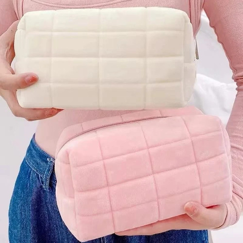 Large fur makeup bag cosmetic - bag,