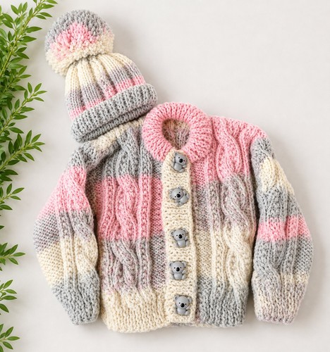 Hand knitted baby aran - baby,