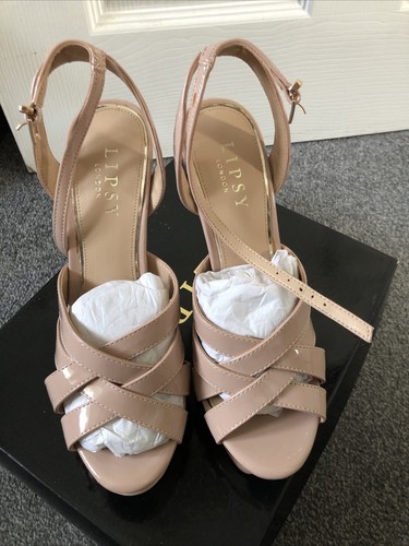 Ladies nude beveled platform - -,