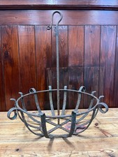 Vintage Weathered Wrought Iron Hanging Basket Pot Planter Garden Interior