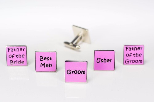 Mens pink wedding cufflinks - cufflinks,