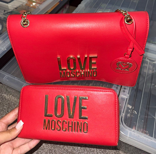 Love moschino red leather logo - moschino,