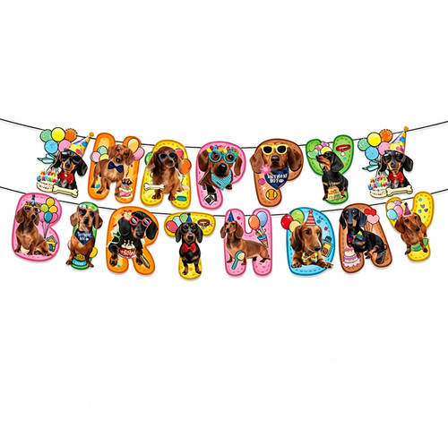 Sausage dog bunting birthday - sausage,