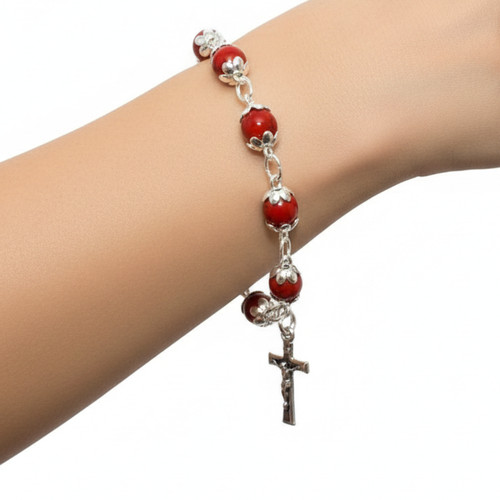 Rosary bracelet coral stone - rosary,