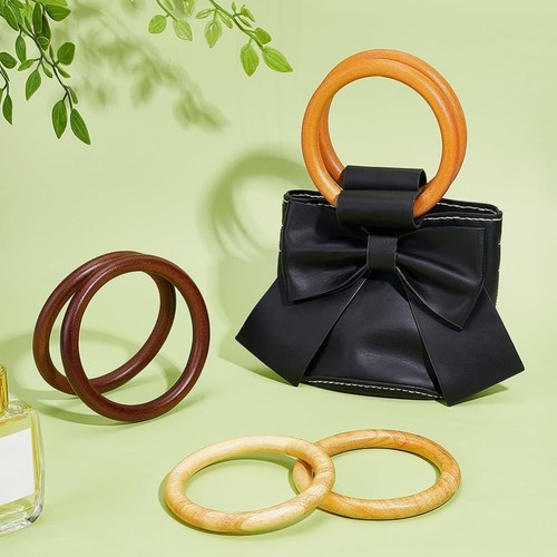 Wooden handbag handles round - wooden,