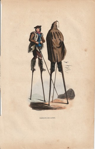 Antique hand colored engraving - hand,