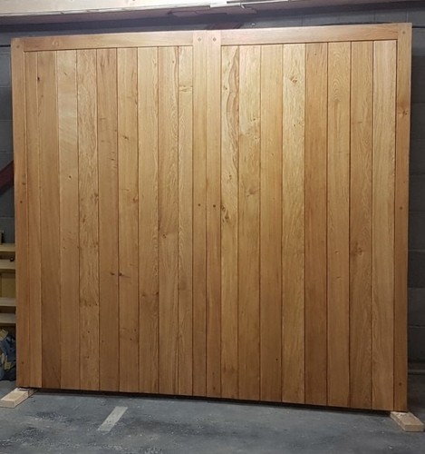 Oak wooden garage doors full - wooden,