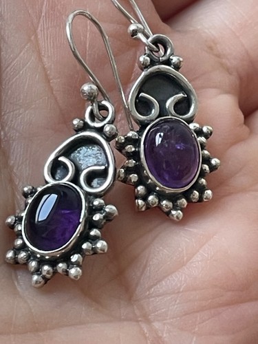Vintage silver amethyst - , drop