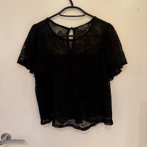 Witchy black lace top - black, with