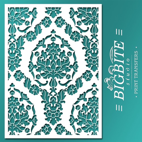 Shabby chic stencil damask - shabby,