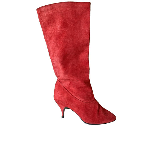 Vintage 80s red suede - suede, high