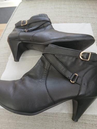 Women black leather heeled - women's,