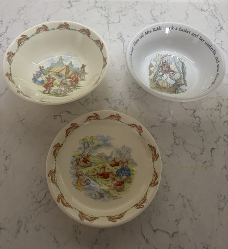 Bunnykins porridge bowl and - bunnykins,