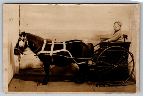 Rppc c1910s young boy driving - c1910s,