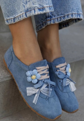 Ladies blue faux suede - suede, up