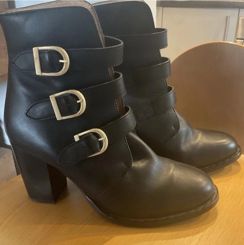 Topshop black leather buckled - black,